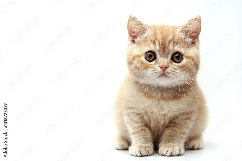 Ultra Hd Visual of Cute British Orange Cat Sitting,Isolated on White Background Ultra Hd Visual of Cute British Orange Cat Sitting,Isolated on White Background