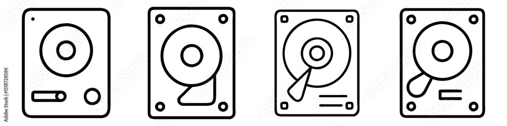 hard drive icon, hard drive line art - simple line art of hard drive, perfect for hard drive logos and icons hard drive icon, hard drive line art - simple line art of hard drive, perfect for hard drive logos and icons