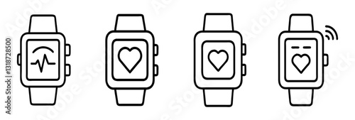 smartwatch icon, smartwatch line art - simple line art of smartwatch, perfect for smartwatch logos and icons