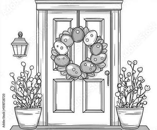 A colorful Easter wreath ha...