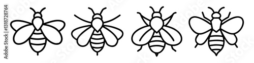 bee icon, bee line art - simple line art of bee, perfect for bee logos and icons