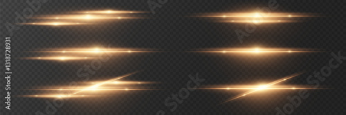 Collection of light flares and laser horizontal lines of light.