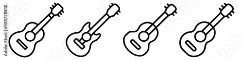 guitar icon, guitar line art - simple line art of guitar, perfect for guitar logos and icons