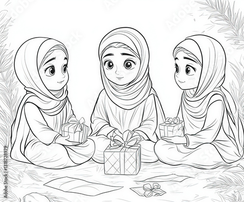 A girl wearing a hijab shar...