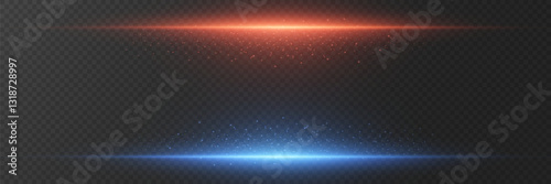 Collection of light flares and laser horizontal lines of light.