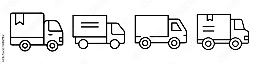 delivery truck icon, delivery truck line art - simple line art of delivery truck, perfect for delivery truck logos and icons