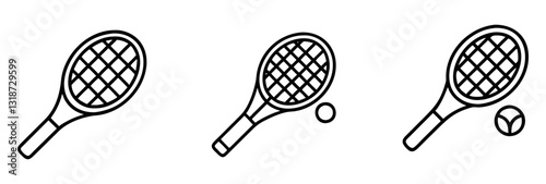 tennis racket icon, tennis racket line art - simple line art of tennis racket, perfect for tennis racket logos and icons