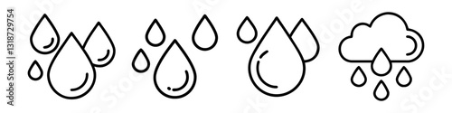 rain drop icon, rain drop line art - simple line art of rain drop, perfect for rain drop logos and icons