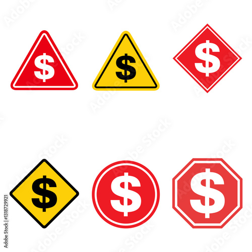 Set of Dollar money symbol, business usa cash icon, save bank sign, vector illustration .