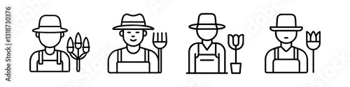 farmer icon, farmer line art - simple line art of farmer, perfect for farmer logos and icons