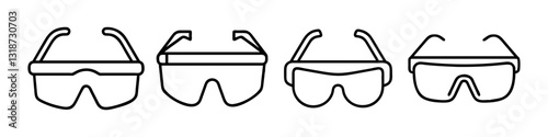 safety glasses icon, safety glasses line art - simple line art of safety glasses, perfect for safety glasses logos and icons