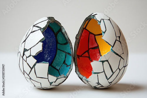 A broken Easter egg with co...