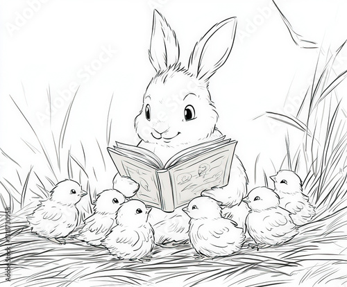 A bunny reading a story to ...