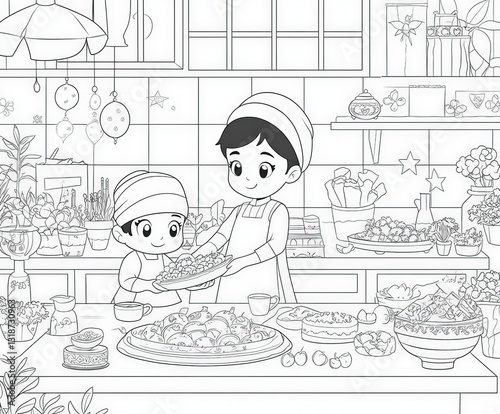 A boy helping his mother wi...