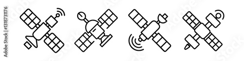 satellite icon, satellite line art - simple line art of satellite, perfect for satellite logos and icons
