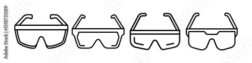 safety glasses icon, safety glasses line art - simple line art of safety glasses, perfect for safety glasses logos and icons