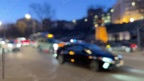 Wallpaper Mural Police at night on a blurred background with red and blue lights keep order on the street  Torontodigital.ca