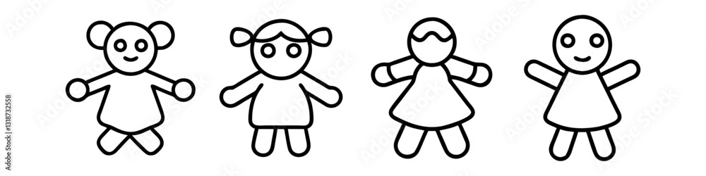 doll icon, doll line art - simple line art of doll, perfect for doll logos and icons doll icon, doll line art - simple line art of doll, perfect for doll logos and icons
