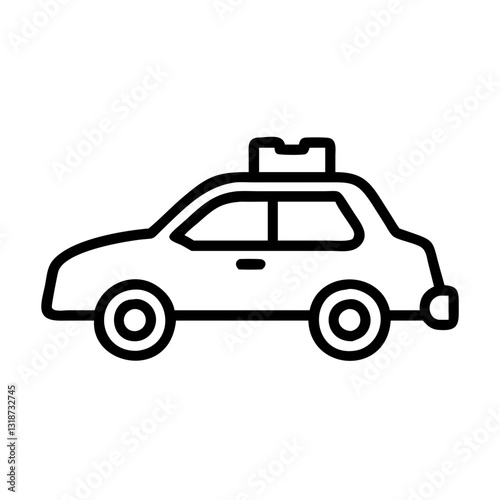 Car with suitcase on the roof for travel and vacation adventure