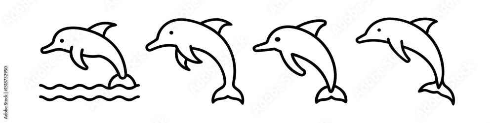 Obraz premium dolphin icon, dolphin line art - simple line art of dolphin, perfect for dolphin logos and icons