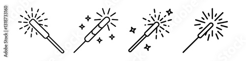 sparkler icon, sparkler line art - simple line art of sparkler, perfect for sparkler logos and icons