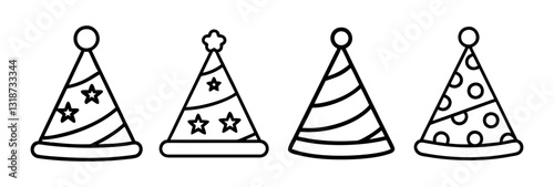 party hat icon, party hat line art - simple line art of party hat, perfect for party hat logos and icons