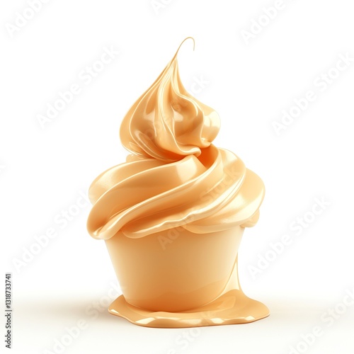 A deliciously smooth golden cupcake with a swirl of caramel frosting, showcasing an indulgent dessert experience.