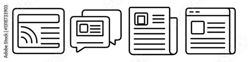 news feed icon, news feed line art - simple line art of news feed, perfect for news feed logos and icons