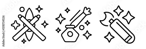 spell icon, spell line art - simple line art of spell, perfect for spell logos and icons