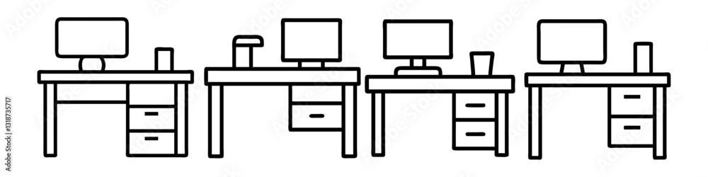office desk icon, office desk line art - simple line art of office desk, perfect for office desk logos and icons office desk icon, office desk line art - simple line art of office desk, perfect for office desk logos and icons