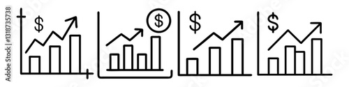 sales chart icon, sales chart line art - simple line art of sales chart, perfect for sales chart logos and icons