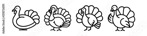turkey thanksgiving icon, turkey thanksgiving line art - simple line art of turkey thanksgiving, perfect for turkey thanksgiving logos and icons