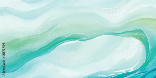 Stunning Abstract Ocean Wave Pattern in Soft Blue and Green Watercolor Shades, Ideal for Use as a Background in Coastal, Sea-Inspired, and Ocean-Themed Graphic Designs.
