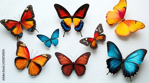 Wallpaper Mural "Colorful Collection of Butterflies with Various Patterns Arranged in Rows" Torontodigital.ca