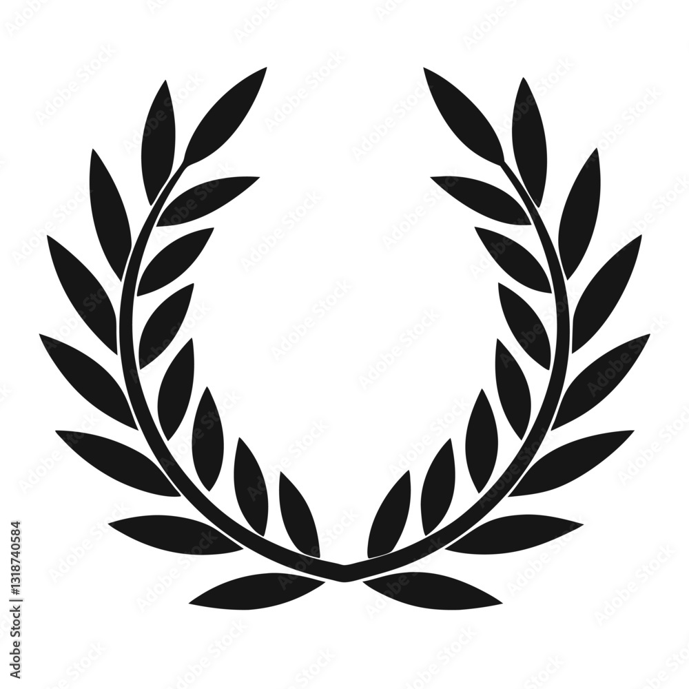 Black Laurel Wreath Icon Symbolizing Victory and Achievement Black Laurel Wreath Icon Symbolizing Victory and Achievement
