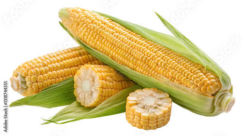 Fresh corn isolated on a transparent background, Generative AI.
