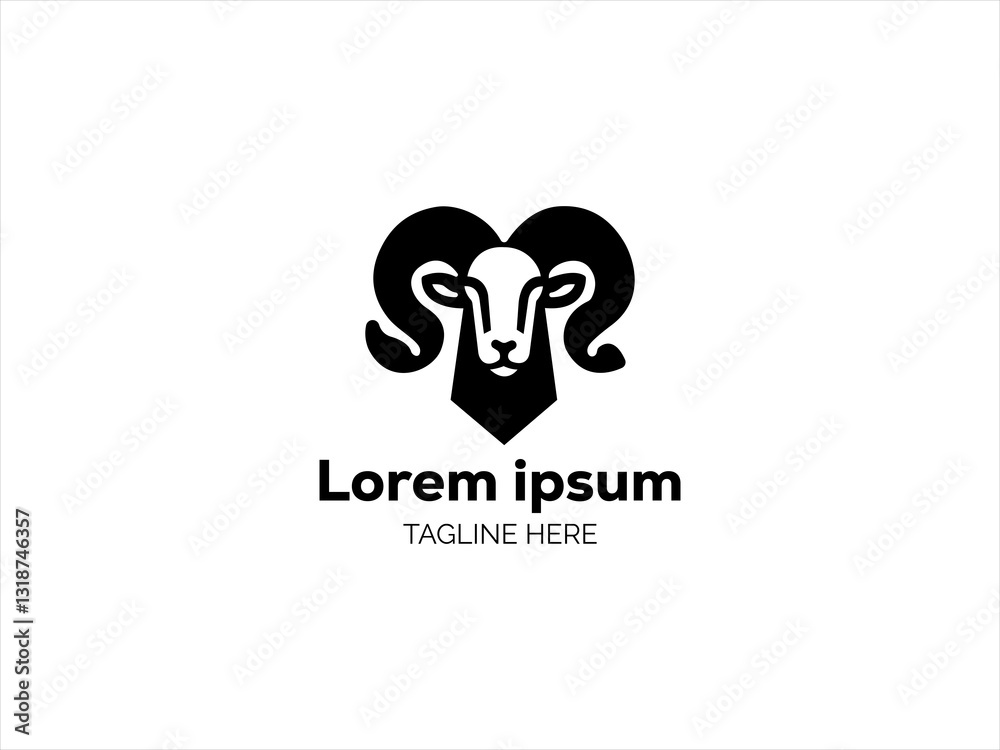 Simple black and white silhouette of a ram's head.