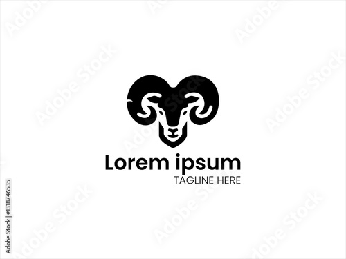 Simple black and white silhouette of a ram's head.