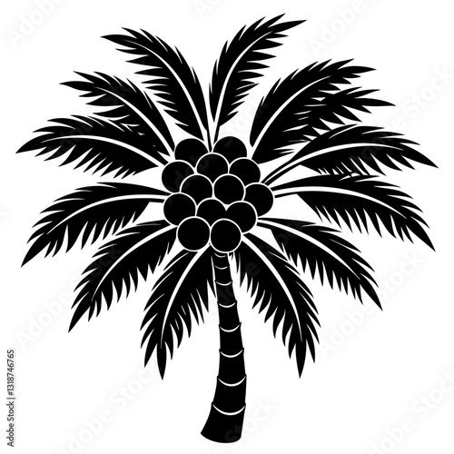 palm tree silhouette with white background