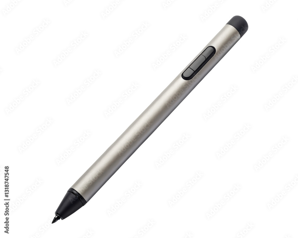Silver stylus for touchscreen devices on a transparent background Silver stylus for touchscreen devices on a transparent background