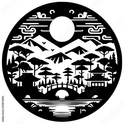 Full moon night in the mountainous country