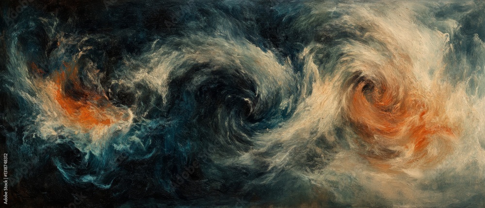 Obraz premium Abstract Painted Whirlpools: Chaotic Energy Canvas with Dark and Light Swirls 