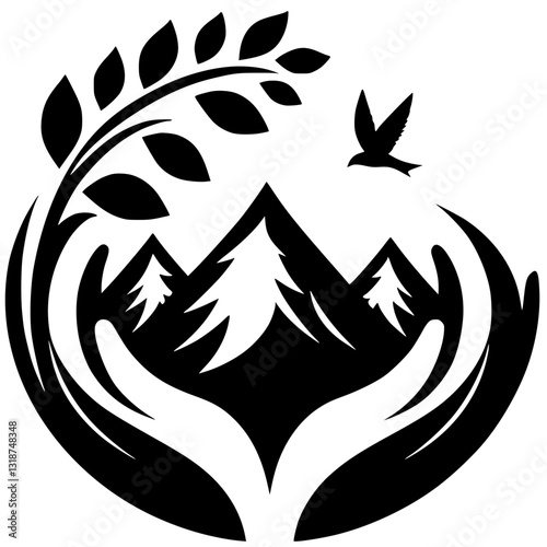 Silhouette logo protecting nature