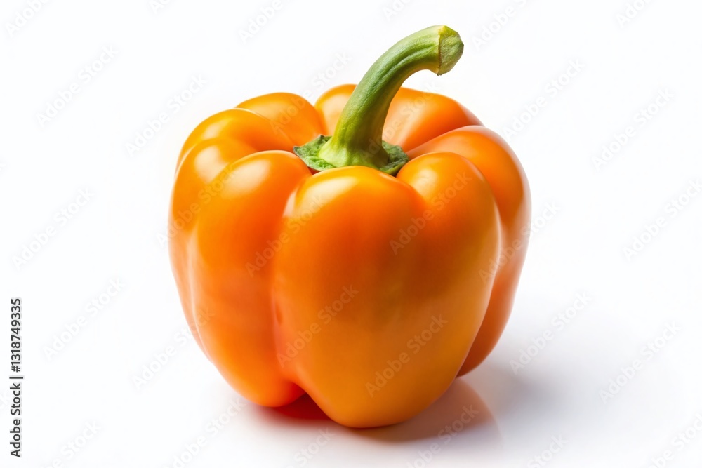 Vibrant Orange Bell Pepper Isolated on White Background - High-Resolution Stock Photo Vibrant Orange Bell Pepper Isolated on White Background - High-Resolution Stock Photo