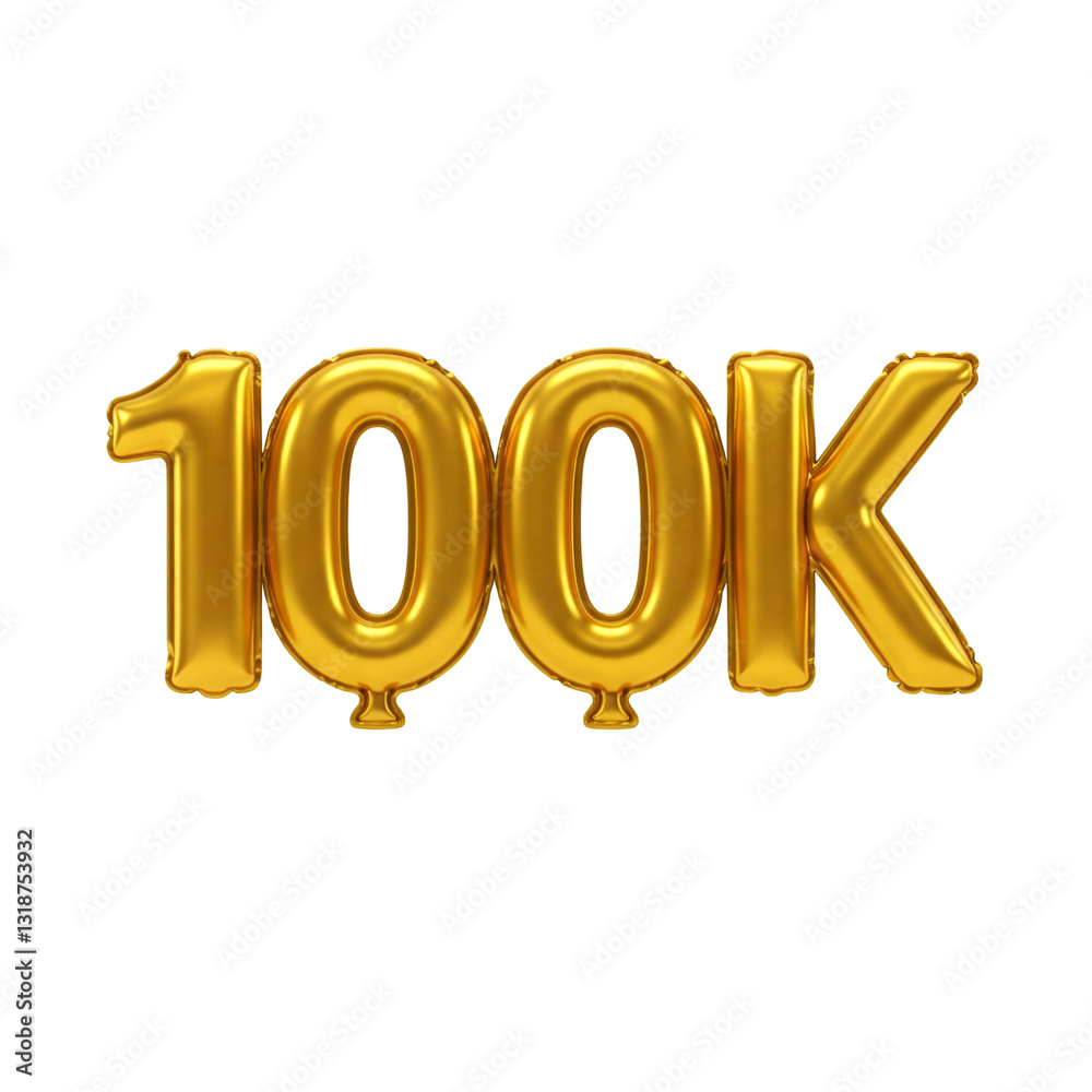 100k subscribers celebration golden balloon isolated on transparent background 100k subscribers celebration golden balloon isolated on transparent background