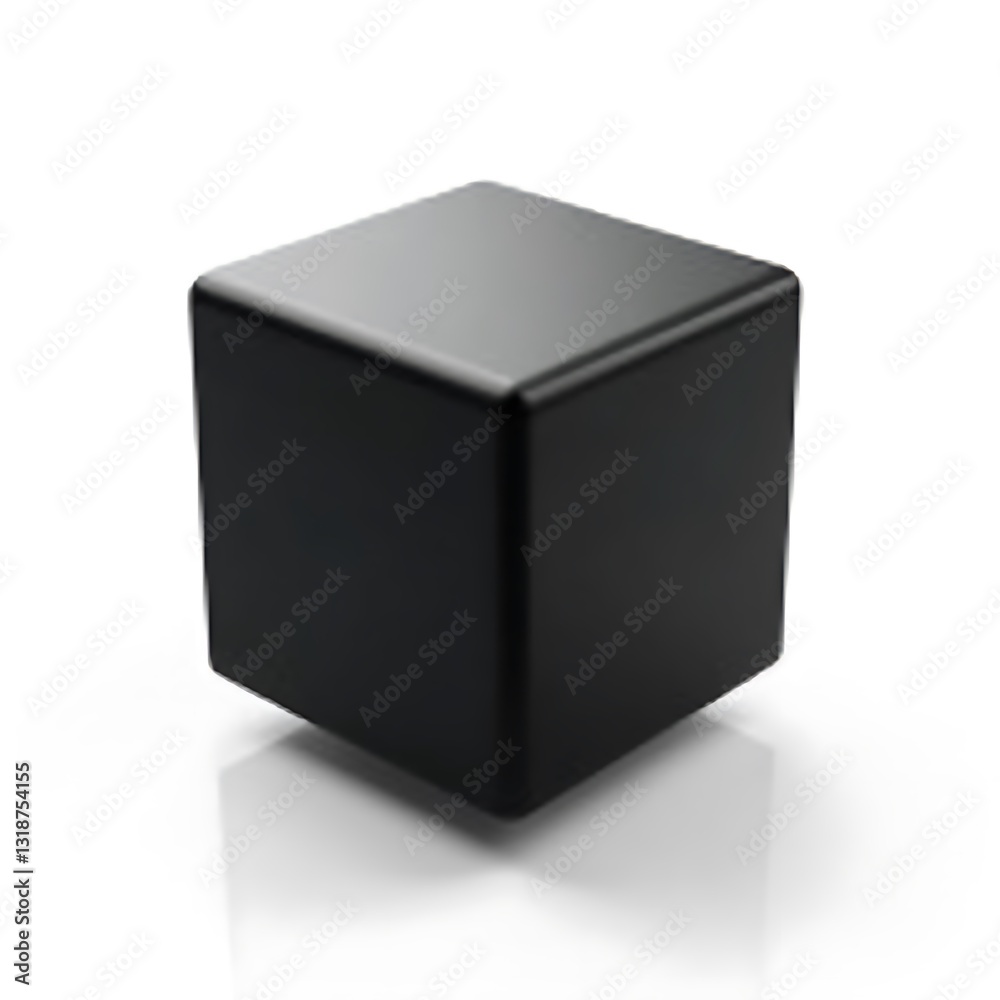 Fototapeta premium 3D Matte Black Cube isolated on a white background