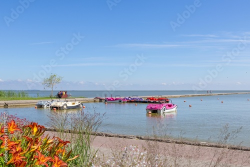 Fototapeta Naklejka Na Ścianę i Meble -  Nida, Neringa, Lithuania. July 19, 2024. Curonian sand-dune spit, separates the Curonian Lagoon from the Baltic Sea. UNESCO World Heritage Site. 