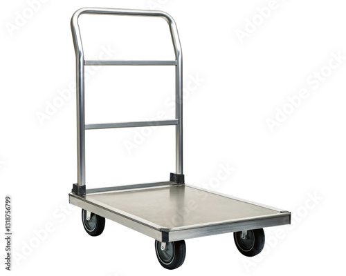Stainless steel hand truck on a transparent background