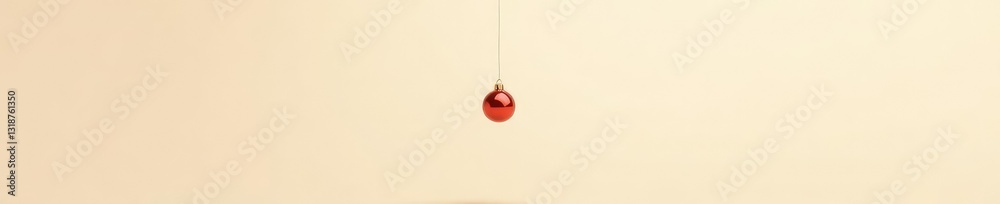 Simple red ornament on beige background with minimal space, single red ornament, empty scene, ornament on white Simple red ornament on beige background with minimal space, single red ornament, empty scene, ornament on white