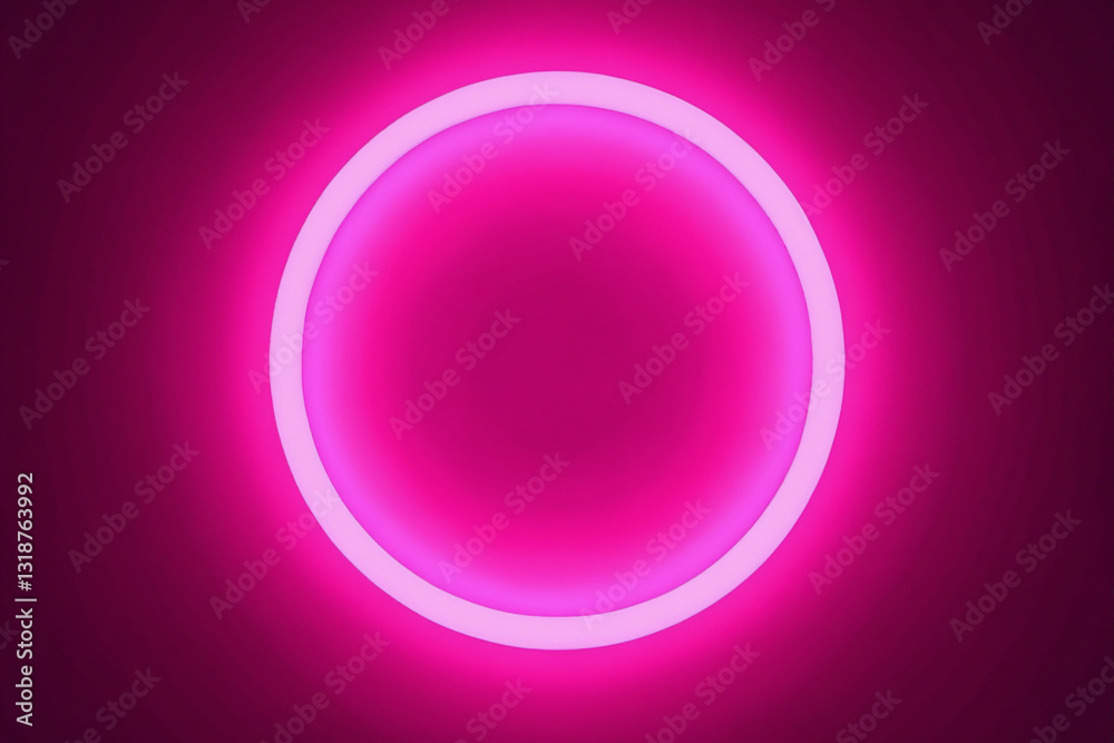 Fototapeta premium Neon Pink Glowing Circle on Dark Background for Futuristic Design